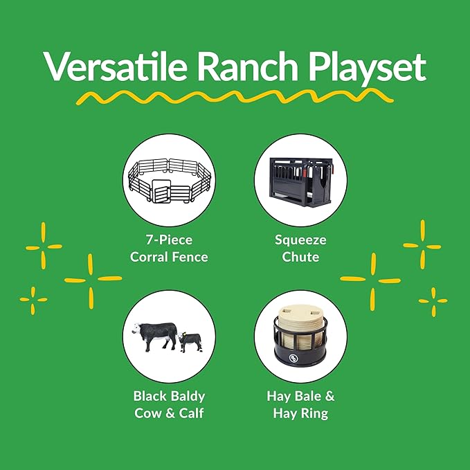 Big Country Toys 12-Piece Ranch Set - Farm Animal Toys for 3 Year Old Boys and Girls - Toy Figures & Playsets