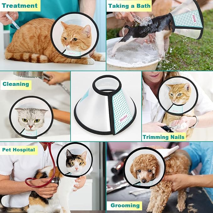 Cat Cone, Adjustable Recovery Pet Cone Elizabethan Collar for Cats Rabbit, 8.1 Inches Cat Cone Collar Soft, Protective Cat Cones to Stop Licking, Lightweight Practical Kitten Cone