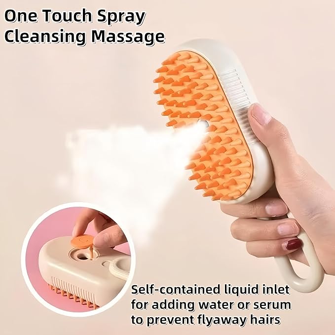 BoBow Cat Steam Brush for Shedding for Cats and Dogs, 3 in 1 Grooming Anti-Static Steam Pet Brush, Massage, Cleaning, Shedding, Combing Long and Short Hair Dogs and Cats (Khaki)