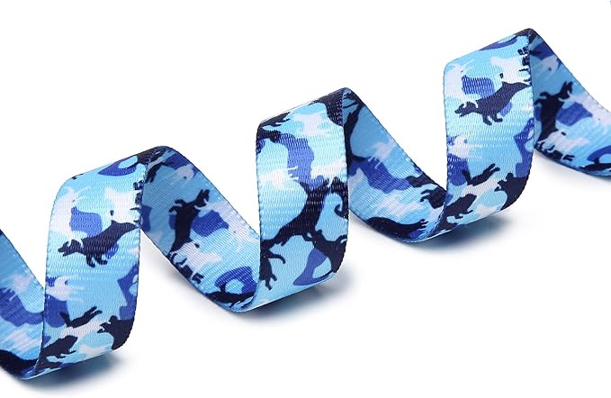 Mercano Adjustable Dog Collar - Special Design Patterns, Soft Nylon Comfortable Durable Pet Collar for Small Medium Large Dogs (S, Dog Camouflage Blue)