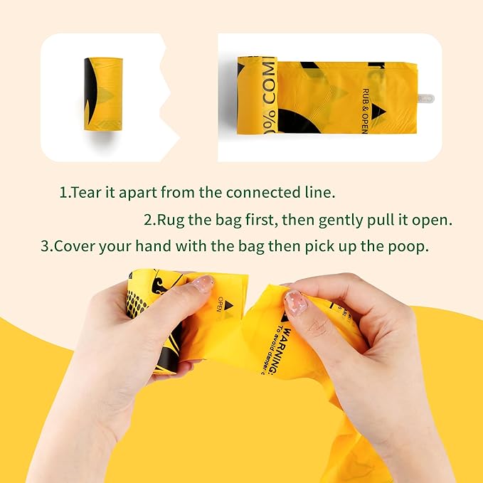 Certified 100% Compostable Poop Bags for Dogs, 270 Count Guaranteed Leak Proof and 18 Microns Extra Thick Dog Waste Bag, 18 Rolls of Plant Based Doggie Poop Bag, No Scented with ASTM D6400 & EN13432