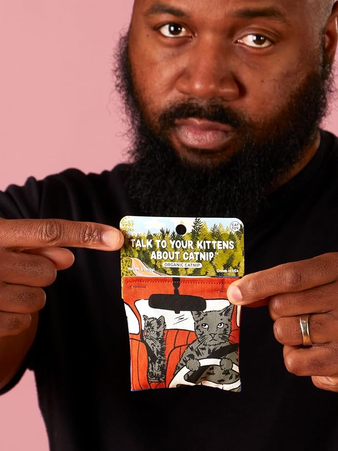 Blue Q Talk to Your Kittens About Catnip - Cat Toy. Premium Organic Catnip Grown in USA, 100% Cotton Pouches, Kitty Graphics Sure to Delight Every Cat-Keeper.