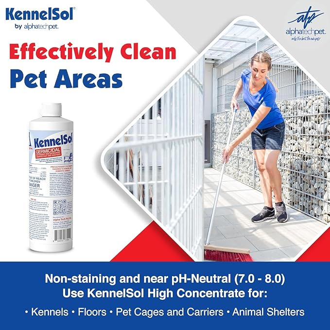 ATP KennelSol 1-Step Kennel Cleaner - 1 Pint Liquid Disinfectant, Effective Against Bacteria and Viruses, Deodorizer Wintergreen Scent by Alpha Tech Pet