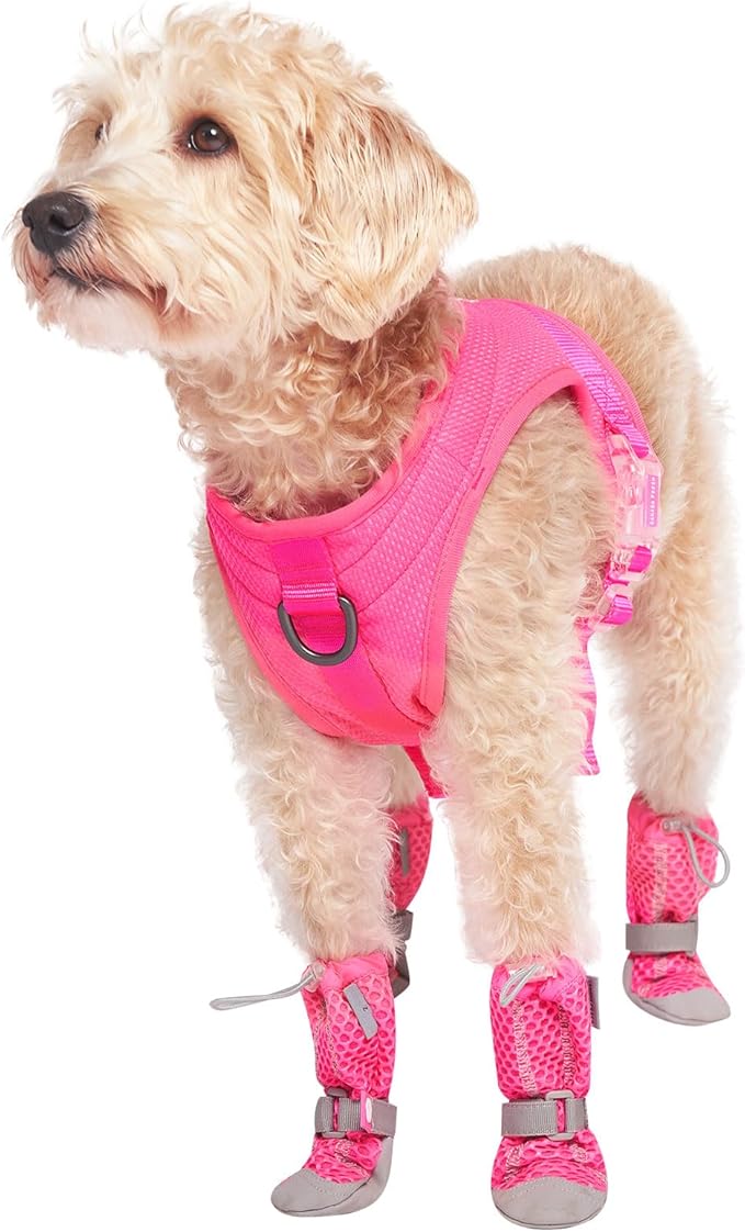 Canada Pooch Dog Boots for Hot Pavement - Dog Boots & Paw Protectors with Anti Slip Rubber | Water Friendly, Breathable Dog Shoes for Hot Days, Great for Dogs Neon Pink - Size 1