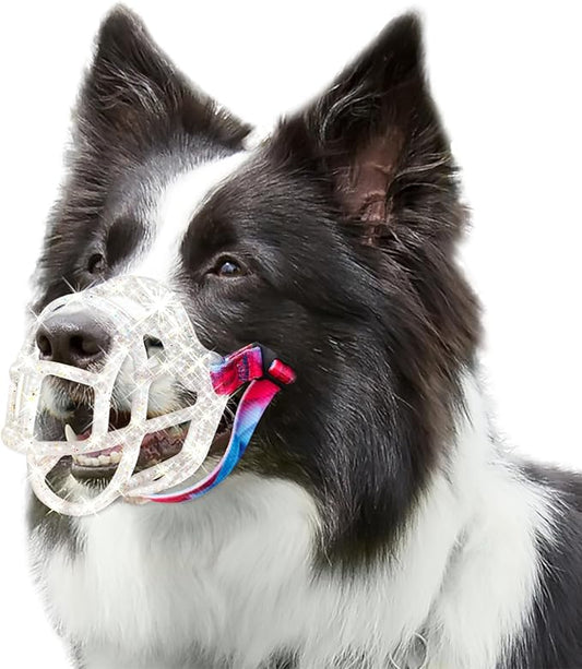 Basket Muzzle Allows Panting Drinking - Anti Biting Chewing, Suitable for Grooming Trimming Training, Transparent, Size 4