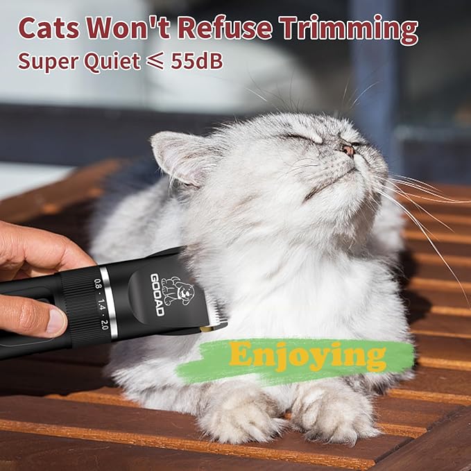 Cat Clippers for Matted Hair, Cat Grooming Kit, Cordless Cat Shaver for Long Hair, Low Noise Paw Trimmer, Cat Hair Trimmer for Grooming,Quiet Pet Hair Clippers Tools for Cats Dogs (Red)