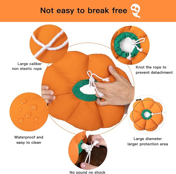 Cute Waterproof Cat Recovery Collar - Anti-Bite Lick Wound Healing Safety Elizabethan Collar - Orange Pumpkin Cat Halloween Costume