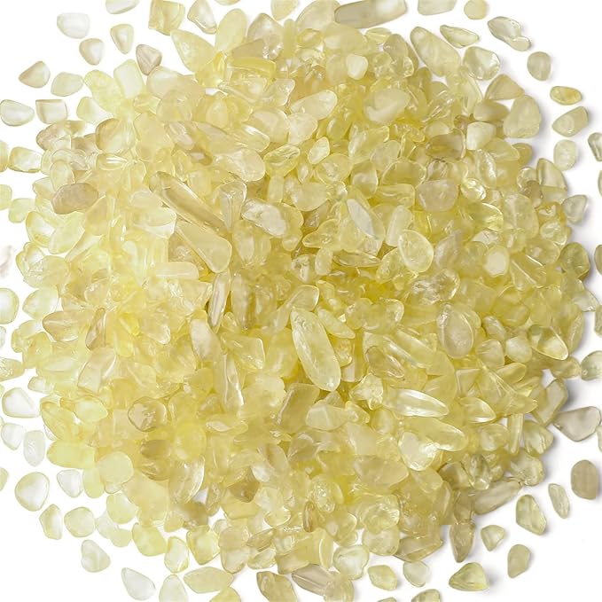 Citrine Aquarium Gravel Rocks Natural Tumbled Healing Crystal Chips Bulk Gemstones Tumbled Crushed Stones for Fountain Vase Filler Planters Decorative Fish Tank Potted Reiki Energy Balancing 0.44lb