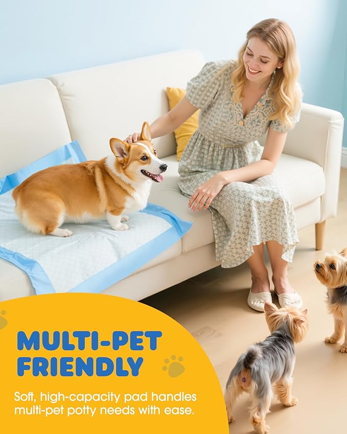 100-Pack X-Large Puppy Pads - 34'' x 28'' Pee Pads for Dogs Potty Training with Leak-Proof Quick-Dry Design, 6-Layer Wee Wee Pads for Dogs, Blue