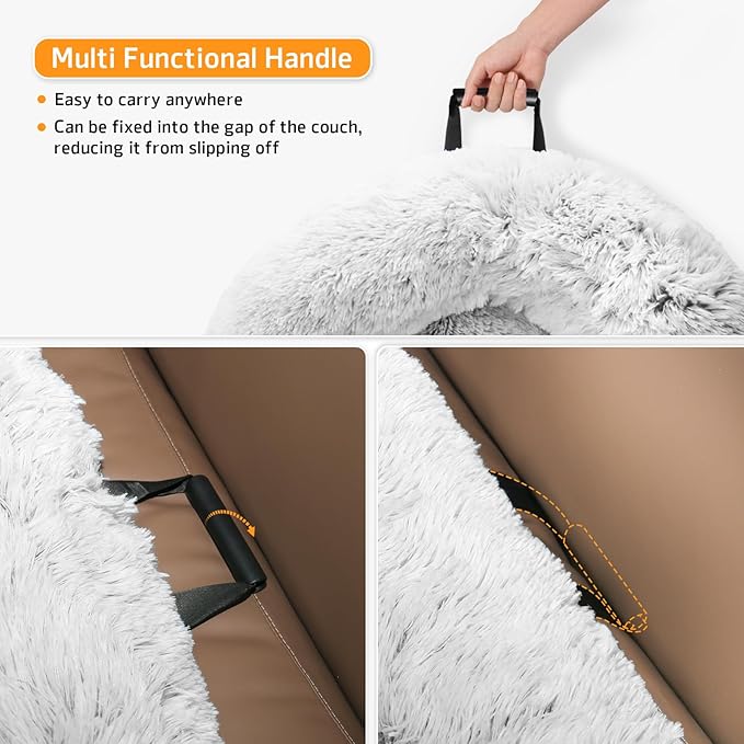 Calming Dog Bed Fluffy Plush Dog Mat for Furniture Protector with Removable Washable Cover for Large Medium Small Dogs and Cats (Extra Large (53x39.3x6), Light Grey)