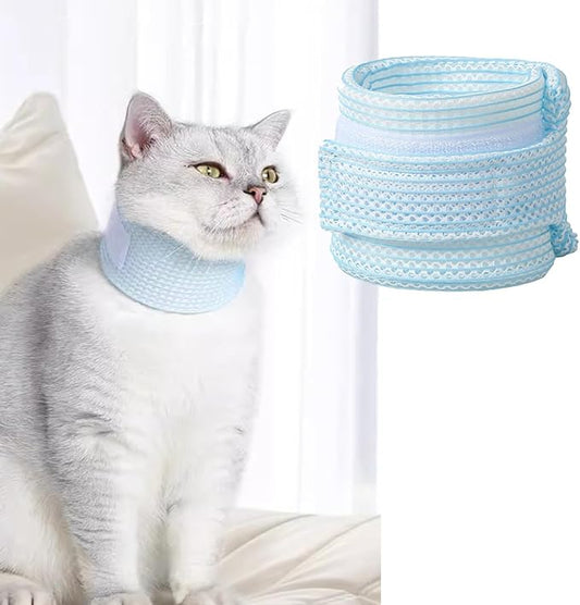 Cat Neck Brace Cover - Breathable & Adjustable Elizabethan Collar for Post-Surgery Recovery Anti-Scratch Anti-Lick Protection, Cervical Cone for Small Medium Large Dogs Puppies Kittens (XX-Large,Blue)