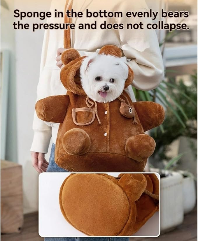 Cat Puppy Plush Outing Backpack Cute Bear Bee Design Anti-Escape Bag for Kitten Cat Small Dog Gift Choice
