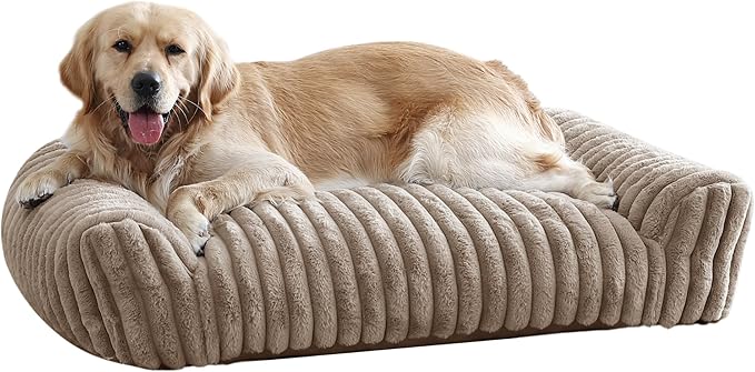 Arlee Saddle Sofa Memory Foam Pet Bed, Comfortable & Washable, Ideal for Dogs and Puppies, Extra Comfort, Couch Design, Crate & Kennel Furniture, Pet Supplies & Essentials, Tan, Large