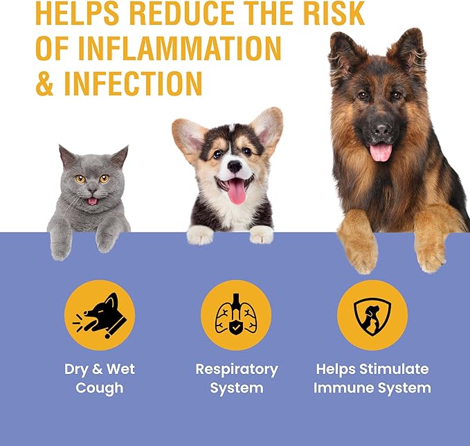 Cough Support for Dogs & Cats, Dry and Wet, Respiratory & Cold, Made in USA, 2oz