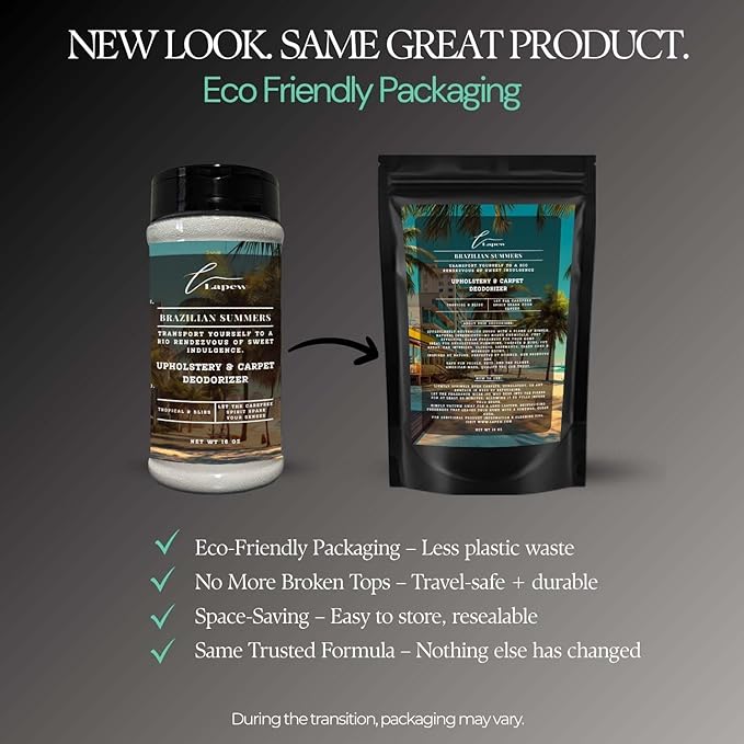 Brazilian Summers Carpet Freshener Powder: Powerful Odor Eliminator for Home, Upholstery Deodorizer, Carpet Deodorizer, Pet Urine, Cat Litter Box - Brazilian Crush Fragrance