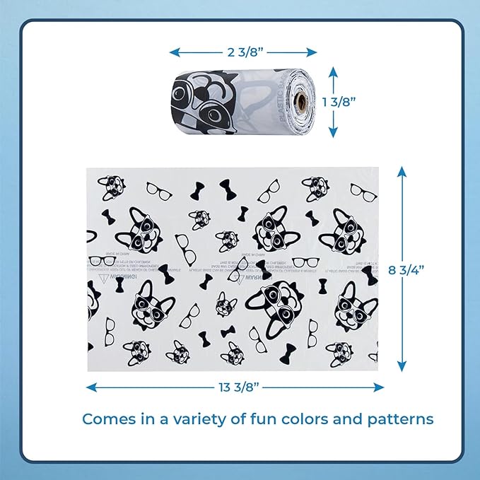 Best Pet Supplies Dog Poop Bags (150 Bags) for Waste Refuse Cleanup, Doggy Roll Replacements for Outdoor Puppy Walking and Travel, Leak Proof and Tear Resistant, Thick Plastic - White