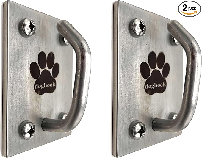 Canine Hitch- Secure Dog Leash Parking Mounted Indoor – Outdoor Wall Hook - Tie Out Stainless Steel Practical Lead Management for Home & Business, Ultimate Strength 2 Pack