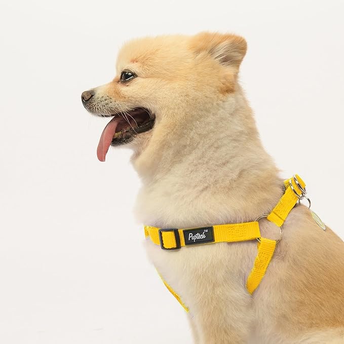 PUPTECK No Pull Dog Harness Soft Adjustable Basic Nylon Step in Puppy Vest Outdoor Walking with ID Tag, Yellow, XS