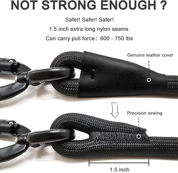 Rope Dog Leash with Two Handles, 6 Foot Heavy Duty Dog Leash with Aviation Aluminum Auto Locking Carabiner, Strong Nylon Pet Lead for Small, Medium, Large Dogs (Purple, 6FT-Two Handle)