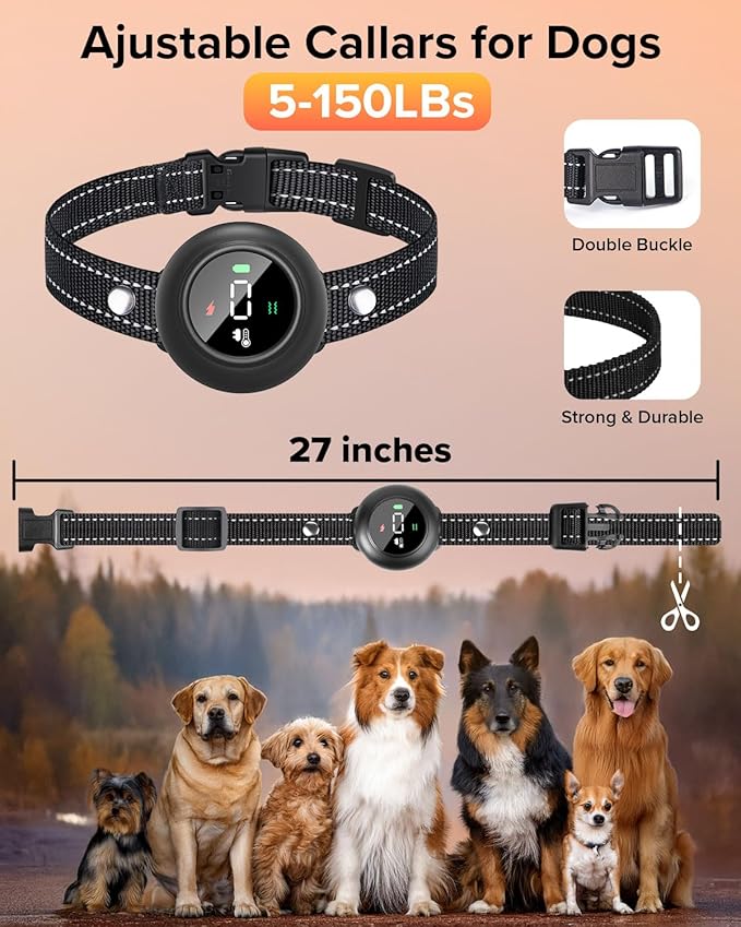 XDX 2-in-1 Dog Shock Collar & Bark Collar – 3300FT Dog Training Collar with Remote, Automatic Anti-Barking, 5 Adjustable Sensitivity Levels, IP67 Waterproof E-Collar for Small Medium Large Dogs