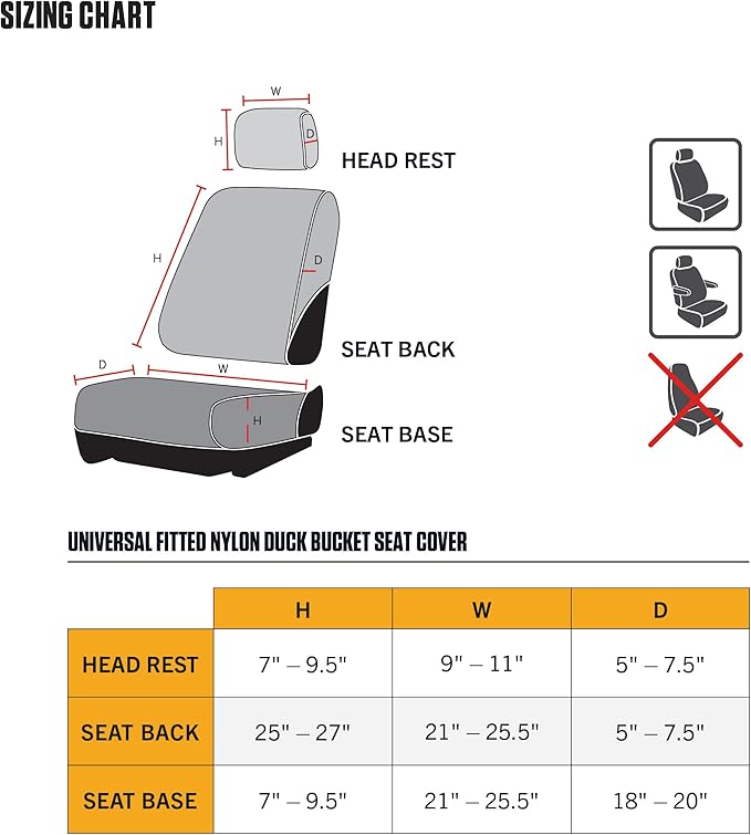 Carhartt Universal Nylon Duck Canvas Fitted Bucket Seat Cover, Durable Seat Protection with Rain Defender, Single, Blind Duck Camo