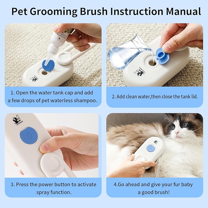 Cat Steam Brush for Shedding,4 in 1 Grooming Brush for Cats and Dogs,Deshedding,Massage,Cleaning & Anti-Static All In One,Suitable for Long & Short Haired Pets,Includes Waterless Shampoo,Yelow