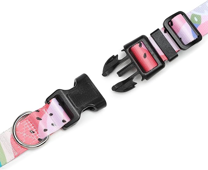 Mercano Adjustable Dog Collar - Special Design Patterns, Soft Nylon Comfortable Durable Pet Collar for Small Medium Large Dogs (M, Watermelon)