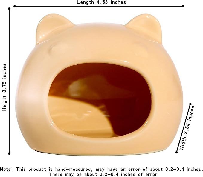 Ceramic Hamster Hideout Hamster House Guinea Pigs Hideout Accessories Hamster cage Accessories Chinchillas Hedgehogs Den and Small Pet Habitats (Orange)