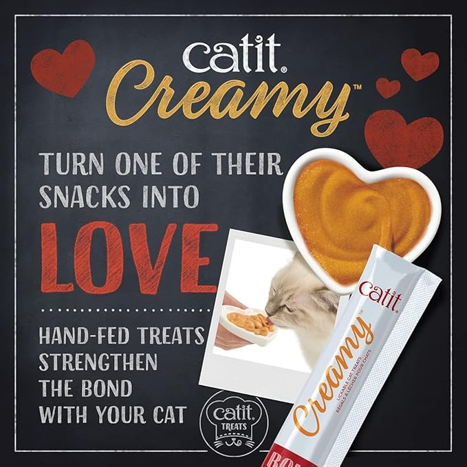 Catit Creamy Lickable Cat Treat – Healthy Variety of Flavors, 50 Pack, Hand-Feed or Serve, Nutrient-Rich Squeeze Tube, 0.5 oz Each