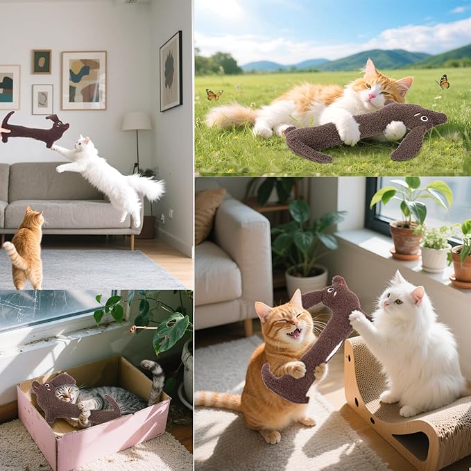 Cat Toy, Refillable Catnip Kicker Toy for Small, Medium, and Large Breeds, Cute with Soft Crinkle Pillow Toy, Fun for Indoor Kitten Kitty Chew and Play - 15 Inches