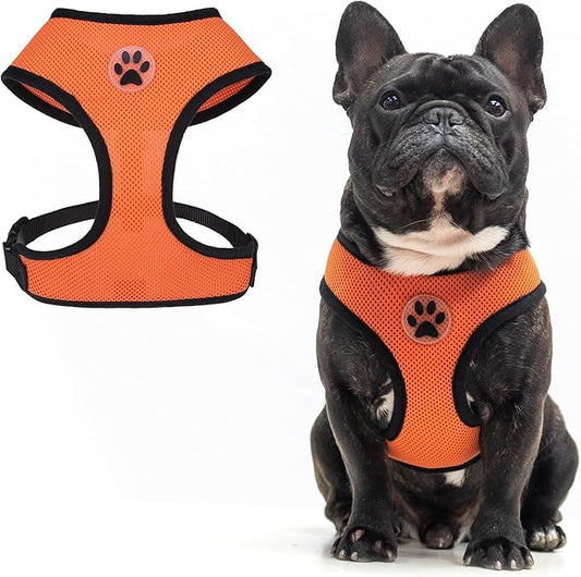 BINGPET No Pull Dog Harness,Soft Mesh Breathable All Weather Vest Harness,Safety Protection Design Durable Adjustable Step-in Easy Walk Dog Harness for Small Medium Large Dogs(Orange,XL)