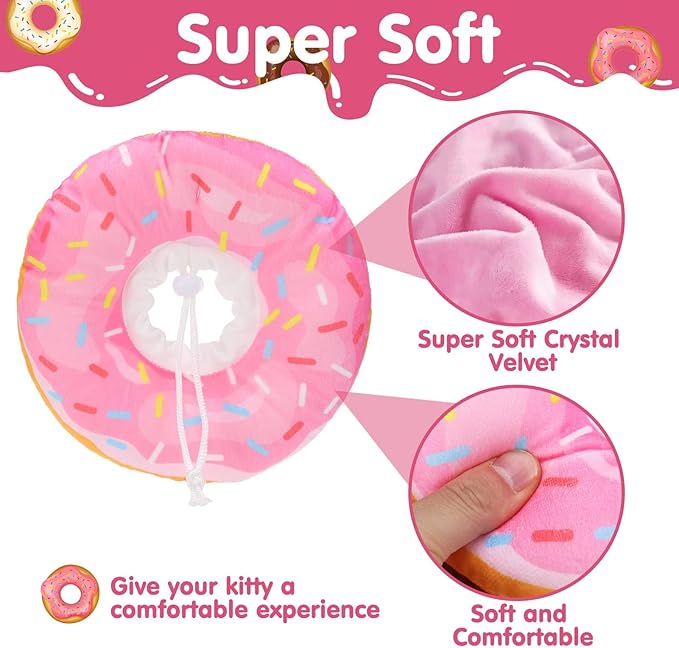 BINGPET Soft Donut Cat & Small Dog Recovery Collar, Adjustable Protective Pet Cone After Surgery
