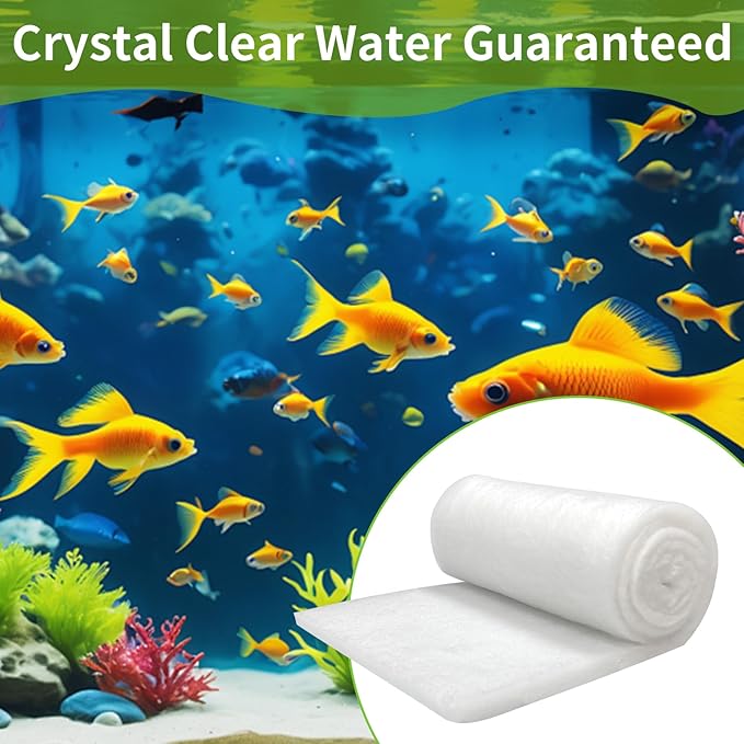 Aquarium Filter Floss for Fish Tank Filters -Micro Fine Multi-Layer Aquarium Filter Pad-Filter Media Roll for Crystal Clear Water Cut to Size 24"x36"x0.5"