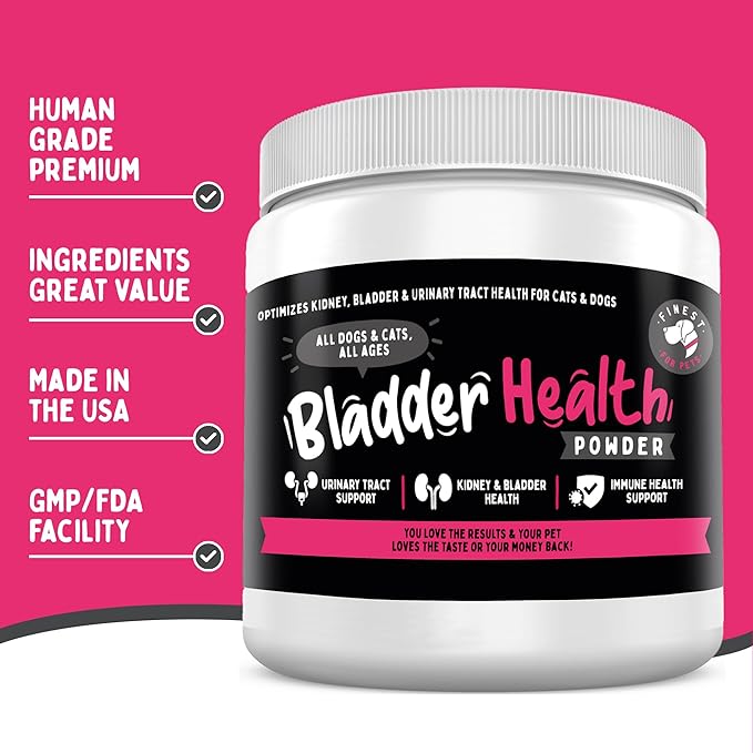 Bladder Health Dog & Cat UTI Remedy - Cranberry Supplement for Pet, Bladder, Kidney Support & Urinary Tract Health Powder with Cranberry & D-Mannose (120g - 120 Scoops)