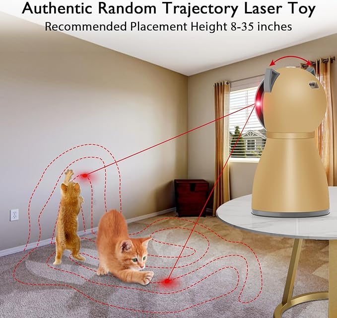 Interactive Cat Laser Toy Automatic for Indoor Cats,Real Random Trajectory Rechargeable Laser Cat Toys for Indoor Cats/Kittens/Dogs