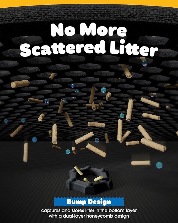 Cat Litter Mat - 23.2'' x 29.1'' Large Litter Trapping Mat, Easy to Clean Litter Box Mat, Waterproof, Urine-Proof, Non-Slip Kitty Litter Mats for Floor, Black