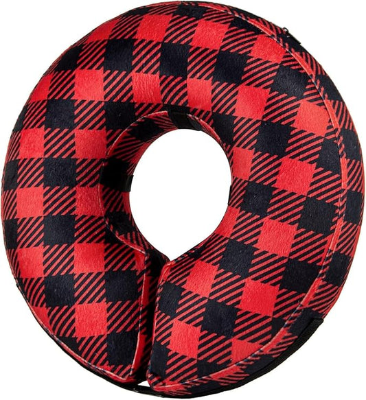 BENCMATE Inflatable Dog Cone Collar Alternative, Soft Dog Cone for Small Medium Large Dogs and Cats, Neck Recovery ECollar Donut Collar After Surgery (Medium+, Plaid)