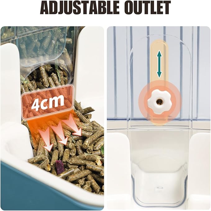 Automatic Pet Food Water Dispenser, Auto Gravity Pet Feeder Water Bottle Set for Crate Cage, Feeding Station for Small Dog Cat Rabbit Guinea Pigs Chinchilla Ferret Hedgehog (Blue)