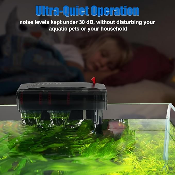 AQQA Aquarium Filter 20-50 Gallon Fish Tank Filters with Double Waterfall, Hang on Back Aquarium Filter with Bio-Wheel Power, Adjustable Flow, Quiet Efficient and Silent Operation (10W 125 GPH)