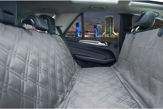 Bulldogology Dog Car Seat Cover Waterproof Heavy Duty Bench Dog Hammock Backseat Protector from Hair, Muddy Paws, Scratches - Pet Car Seat Cover for Cars Trucks SUVs (Large, Grey)