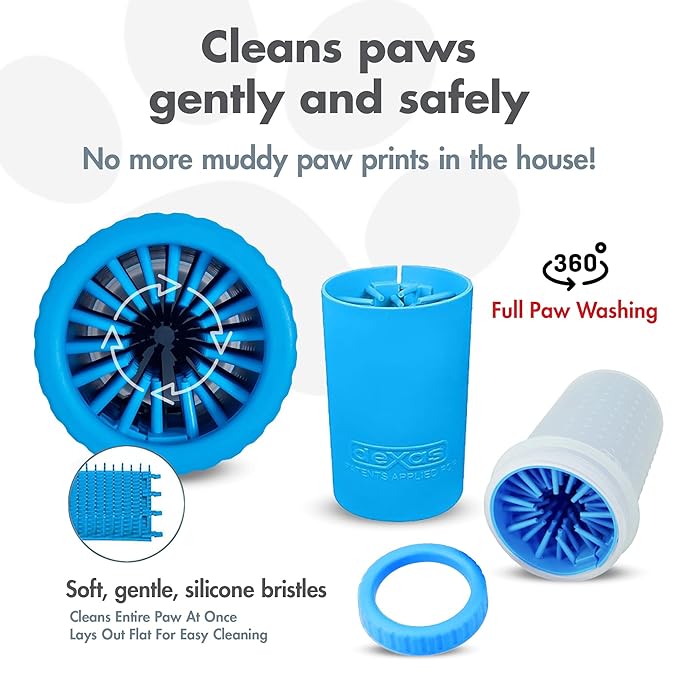 Dexas MudBuster Portable Dog Paw Washer/Paw Cleaner, Medium, Pro Blue