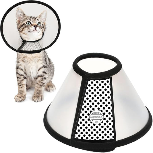 Depets Adjustable Recovery Pet Cone E-Collar for Cats Kittens Rabbits, Plastic Elizabeth Protective Collar Wound Healing Practical Neck Cover, Neck Girth 6.1 in
