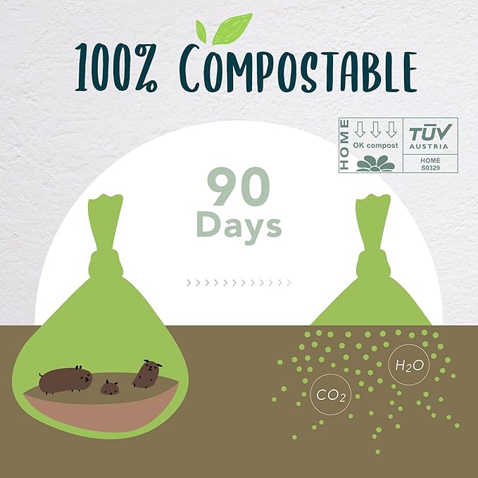 Compostable Dog Poop Bag Rolls, Doggie Poop Bags Refills, Eco-Friendly Pet Waste Bags, Vegetable-Based Unscented, Extra Thick, Leak Proof, Size 9 x 13 Inches, 360 count