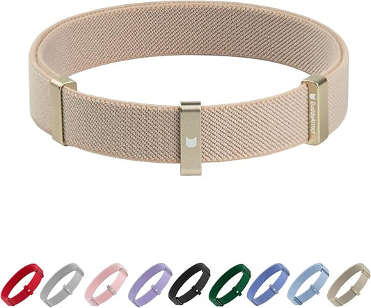 Safety Cat Collar - U.S. IDA Gold Awarding Design, Elastic Quick Release, Non Breakaway - Lightweight for Kitten, Neck Fit 7.8'-15.7' for All Small Large Cat,M(Linen)