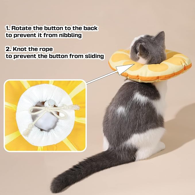 Cat Cone Collar Soft Kitten Donut, Cat Cones to Stop Licking After Surgery and Scratching, Waterproof Elizabethan e Collar for Cats After Neuter, Adjustable Comfy Neck Cone Pillow for Kitty