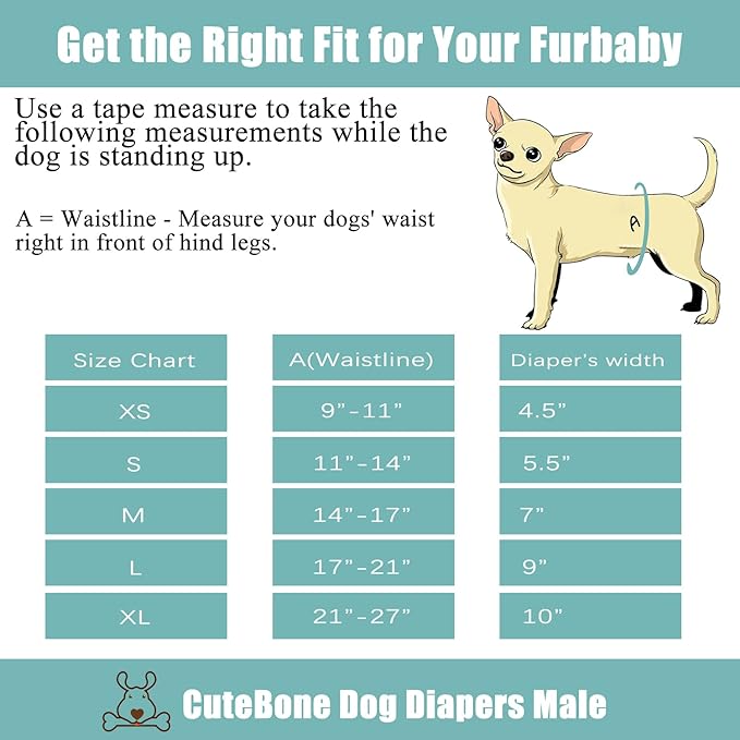 CuteBone Belly Band for Dogs Male Reusable Diapers Washable Wrap DM35S