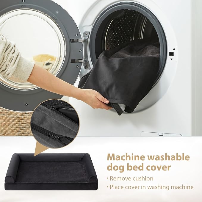 BFPETHOME Washable Dog Beds for Extra Large Dogs, Orthopedic Dogs Bed Extra Large, Big Dog Couch Bed with Removable Washable Cover, Waterproof Lining and Nonskid Bottom