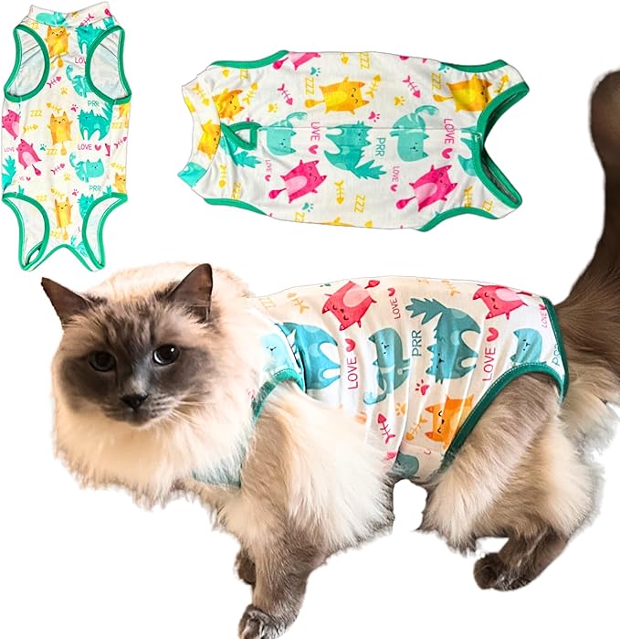 Cat Recovery Suit Surgical Onesie for Post Surgery/Neuter/Spay. Protection for Wounds and Skin infections for Male/Female Cats. Comfortable, Safe, (no Loose Cords) Cone Alternative (X-Large)