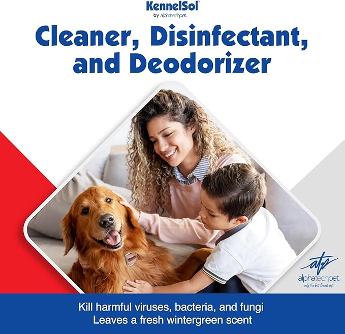 ATP KennelSol 1-Step Kennel Cleaner - 1 Pint Liquid Disinfectant, Effective Against Bacteria and Viruses, Deodorizer Wintergreen Scent by Alpha Tech Pet