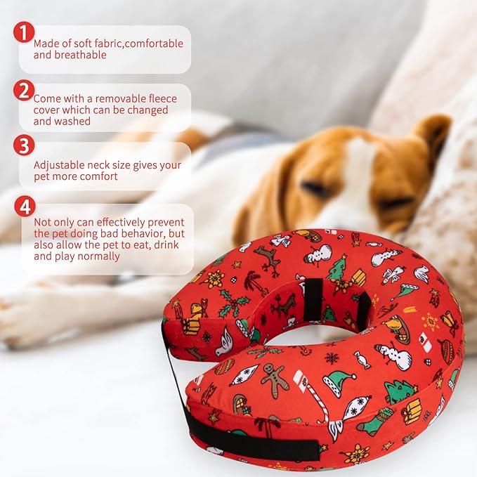 CuteBone Inflatable Soft Dog Cone with Removable Fleece Covers for Small/Medium/Large Dogs and Cats After Surgery GWB07S